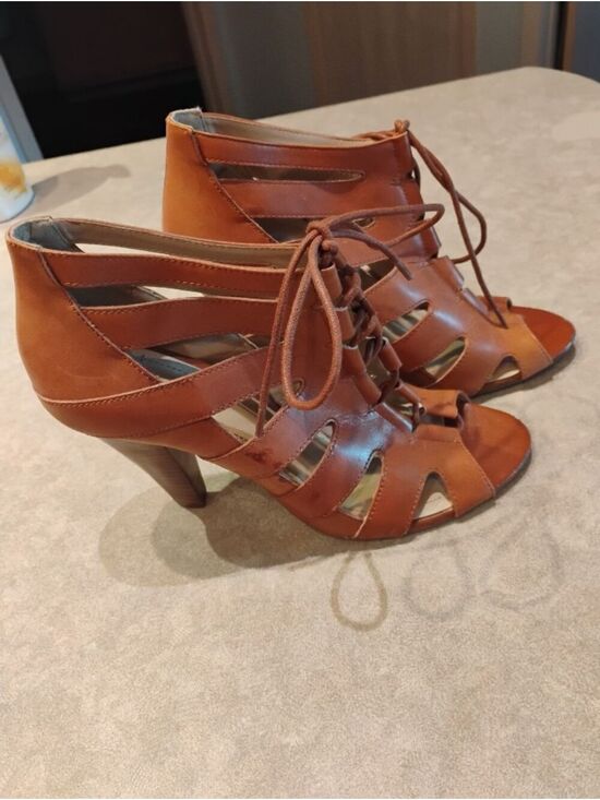 BCBGeneration Shoes - BCBGeneration Brown Lace-Up Cutout Heeled Sandals/Shoes